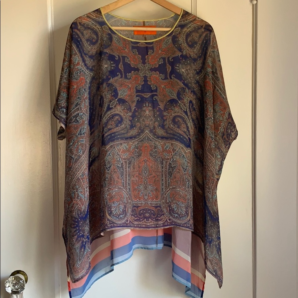 CLOVER CANYON Paisley Blue Blouse Top